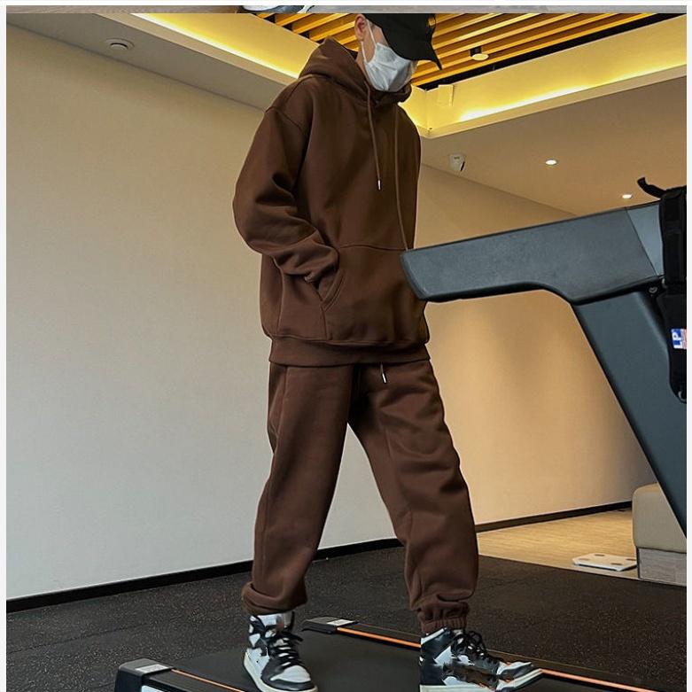 Autumn and Winter Couples Plus Velvet Fashion Hooded Sweater Suit Is Now Casual Loose Long-sleeved