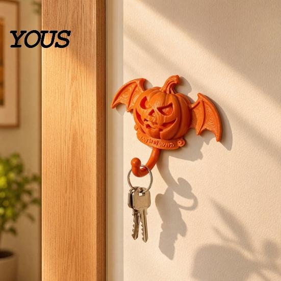 Festive Decoration Hook Devil Pumpkin Bat Wall Hook, Halloween No-Drill Adhesive for Keys No Drill Bags, Strong Sticky Damage-Free