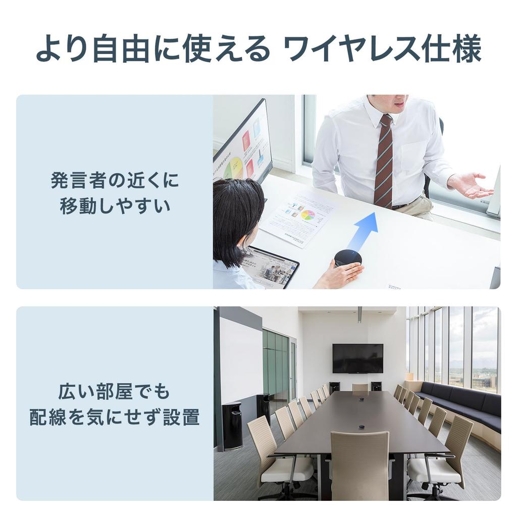 Sanwa Supply Wireless Conference USB 3m Sound Compatible with Speakerphone, 2.4GHz Connection, Range/360° Pickup, Windows/macOS/Chrome OS, MM-WLMSP1