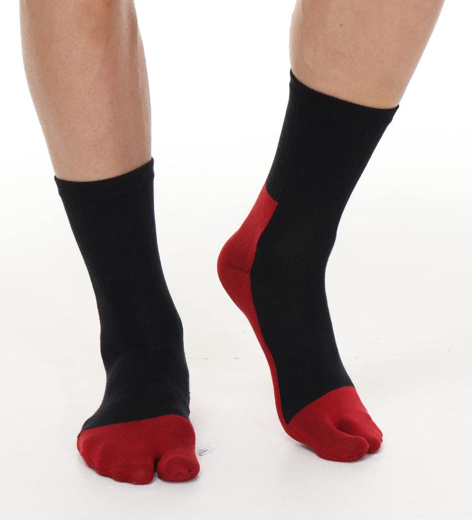 WIOIW Tabi for and Set of 4 Men's Two-Toe Socks, Cotton, Sports, Commuting, School,