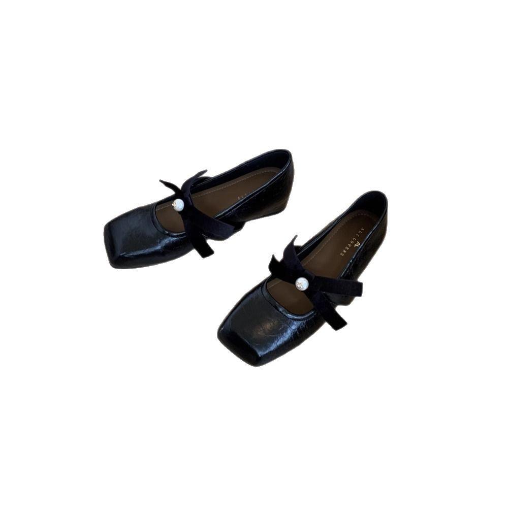 Lan Cabinet, Inner Increase Mary Jane Shoes for Women's Spring 2025 New Evening Breeze Gentle Temperament Square Head Shallow Mouth Single Shoes