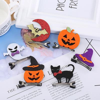 Horquilla Creativa de Halloween para Disfraz para Niños, Accesorios para el Cabello Tridimensionales, Lindo Gato Calabaza Pinza Bb Murciélago Horquilla Regalo