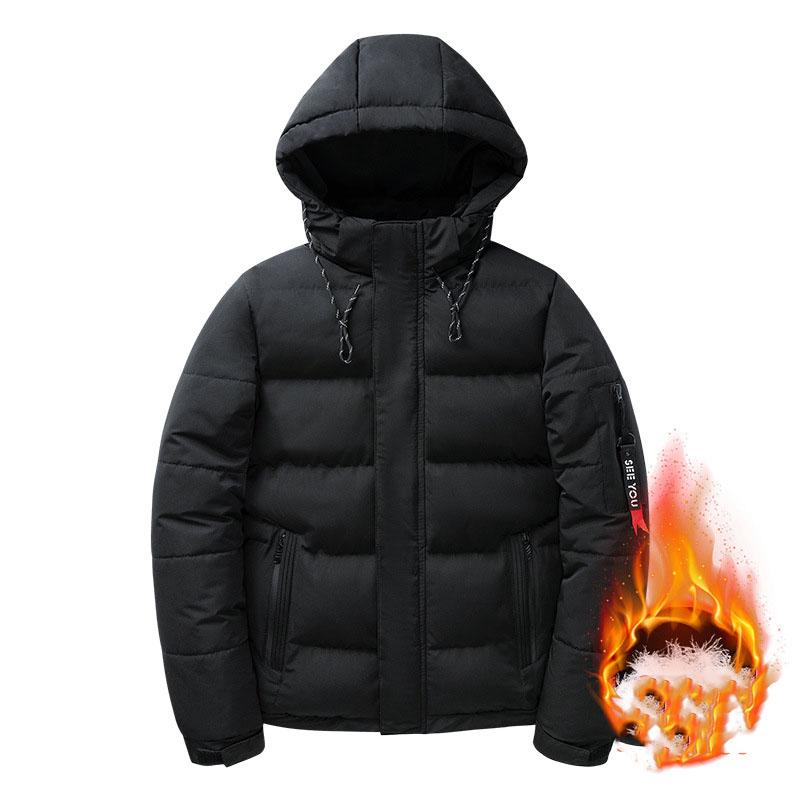Winter Warm Thick Parkas Coat Casual Black Windproof Overcoats Jacket Detachable Hooded Jacket Men Outwear Clothing
