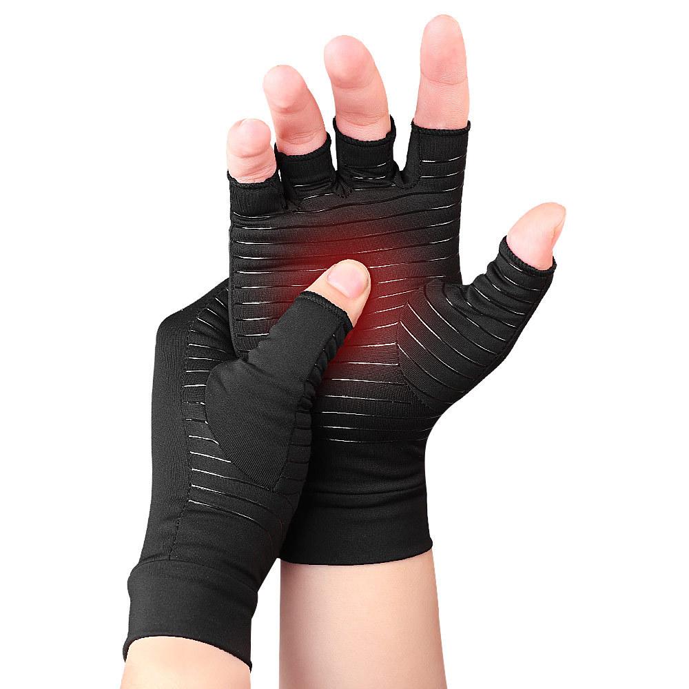 Copper Fiber Pressure Half Finger Training Gloves Copper Ion Net Smell Silicone Non-Slip Half Finger Sports Gloves Protective Gear
