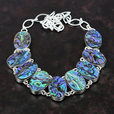 Abalone Shell Necklace 925 Sterling Silver Necklace Natural Gemstone Jewelry Adjustable Chain Necklace Gift For Her Handmade Amazing Jewelry