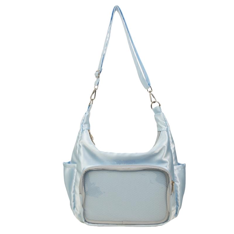 Fashion Aesthetic Soft Fabric Hobo Bag for Women Clear Pocket Ita Crossbody Bag Kawaii Girls Casual Shoulder Bag for Daily