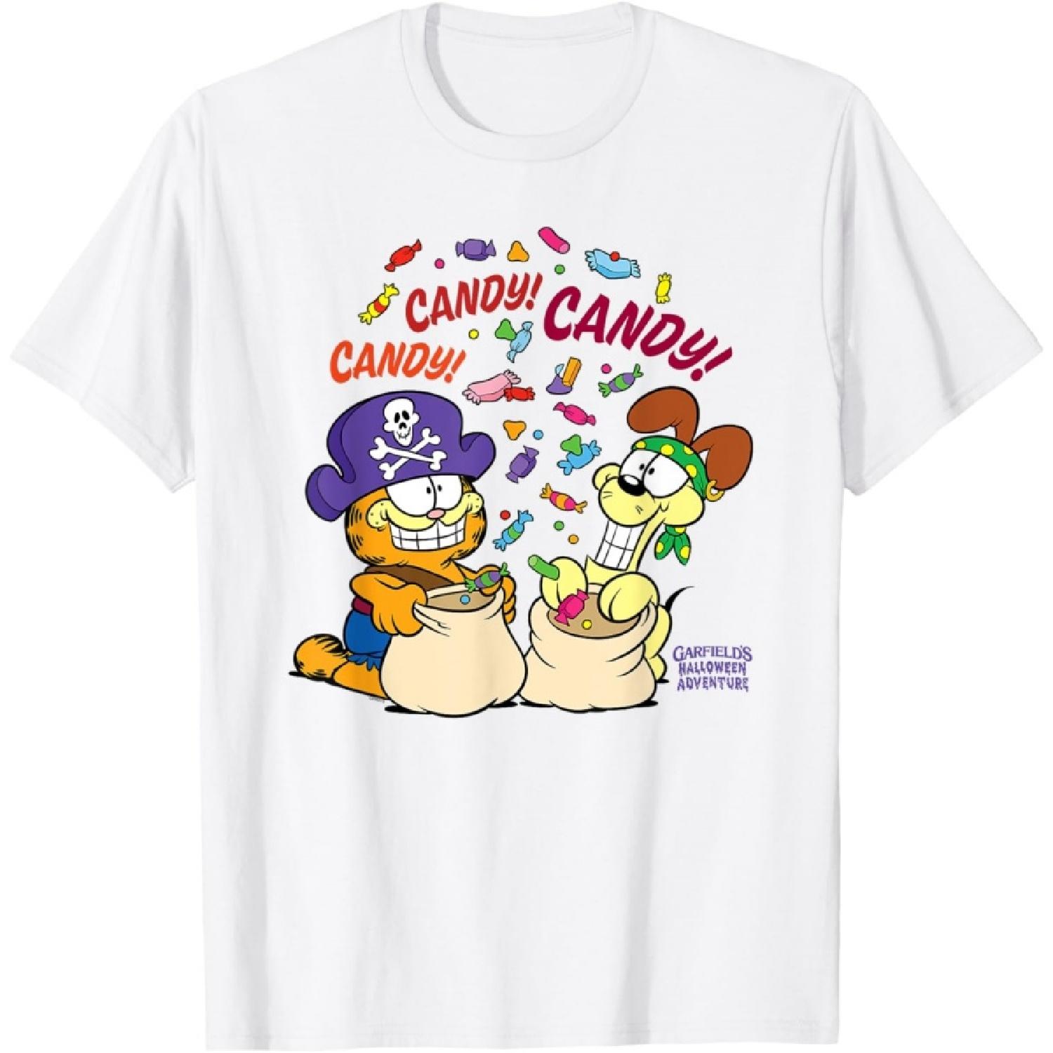 Garfield Candy! Candy! Candy! Halloween Cartoon Cat T-Shirt S