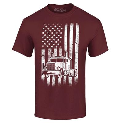 Trucker American Flag USA T-shirt Trucker Shirt