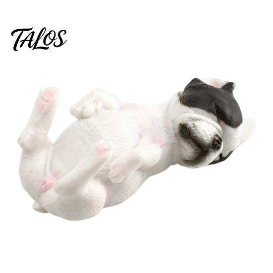 Realistic Animal Model Simulated Sleeping Dog Model, Lying French Bulldog Figurine, Mini Puppy Home Decor PVC Educational Toy for Toddlers Boys Girls