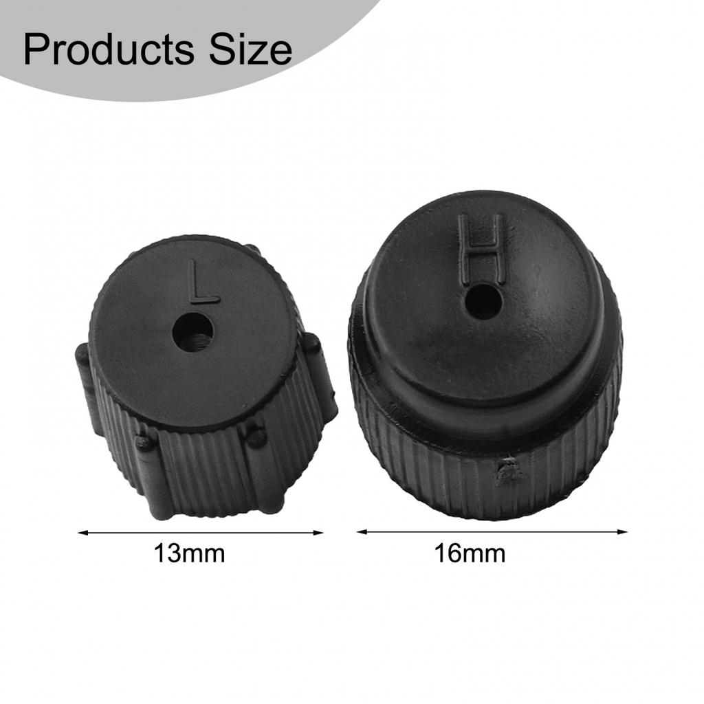 2pcs Replacement Dust Covers Car AC Valve Cap Kit With High 16mm And Low 13mm