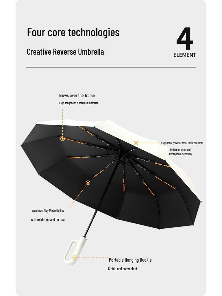 10-Rib Auto Folding Umbrella: Enlarged, Thickened, Portable, with Ring Buckle – for Sun and Rain, Custom Logo Available.