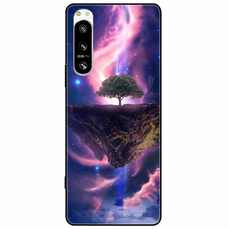 For Sony Xperia 5 IV / 10 IV Case 10IV Soft Black Silicone Forest Painted Phone Back Covers For Sony Xperia 1 IV Case TPU Coque