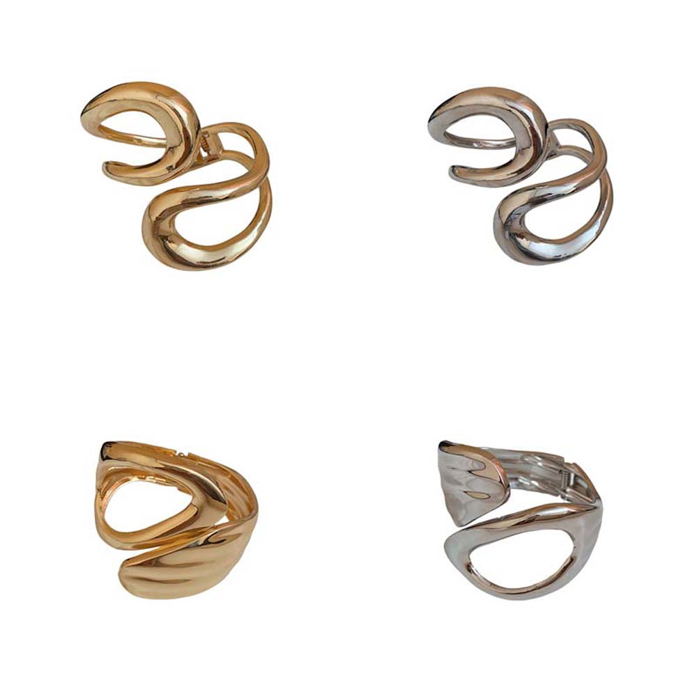 Metal Zinc Zinc Alloy Cuff Bangles Hollow Cross Exaggerated Bracelet Wide Irregular Open Bangle  Women