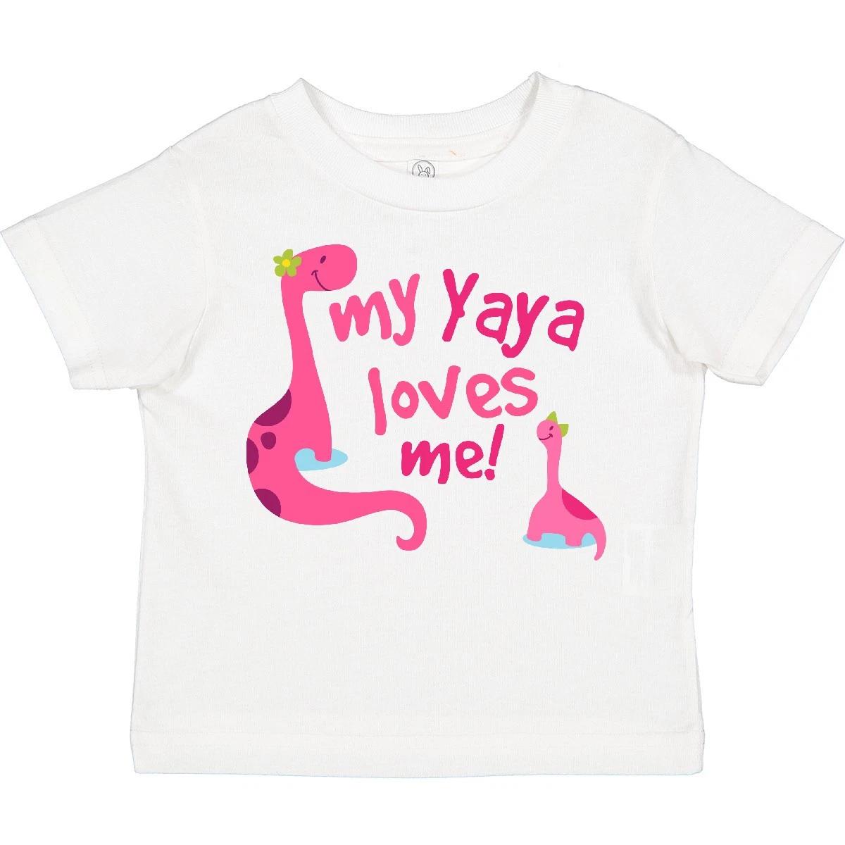 Inktastic My Yaya Loves Me Granddaughter Dinosaur Toddler T-Shirt Grandma Pink 100