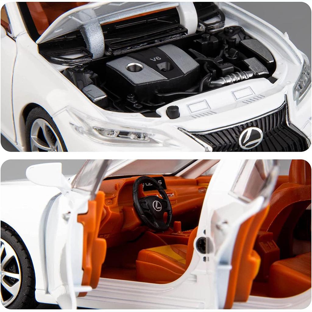 Model Car 1/24 Scale ES300 Alloy Diecast Collectible Toy Car with Light and Sound Toy Vehicle Door Can Be Opened