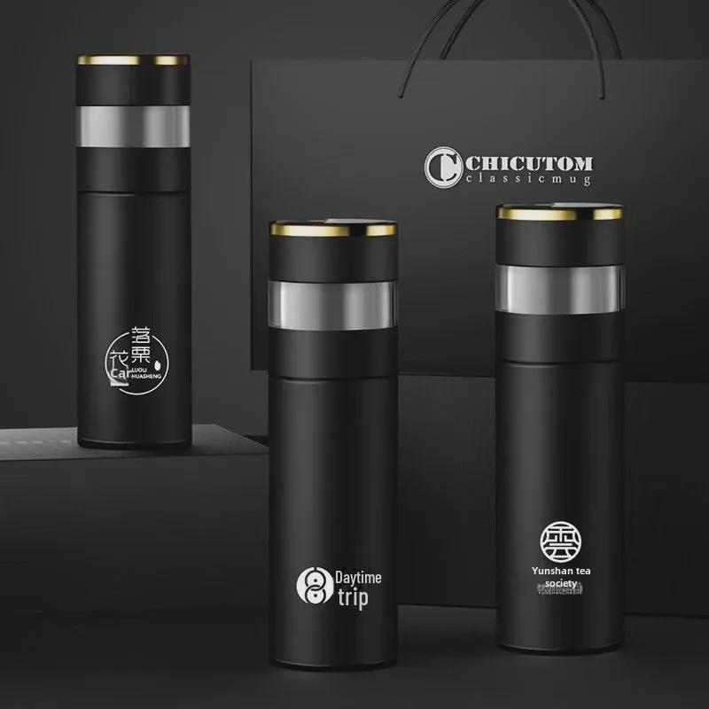 Tragbare Herren-Thermoskanne mit Tee-Sieb und intelligenter Temperaturanzeige - 316 Edelstahl Wasserbecher