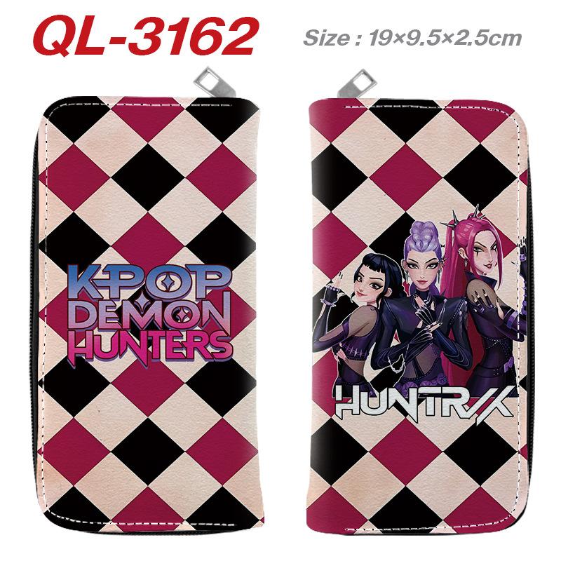 Portafoglio Lungo con Zip KPop Demon Hunters in Pelle PU Portamonete Cartone Animato per Donna Porta Carte Multipli Rosa