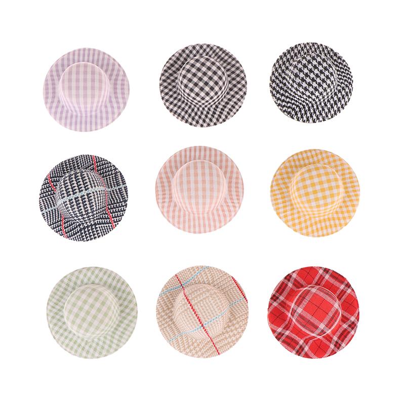 3Pcs Mini Colorful Hat Doll Ornament Lattice Cap Doll House Accessories Green Plant Pet Wine Bottle Cake Decoration