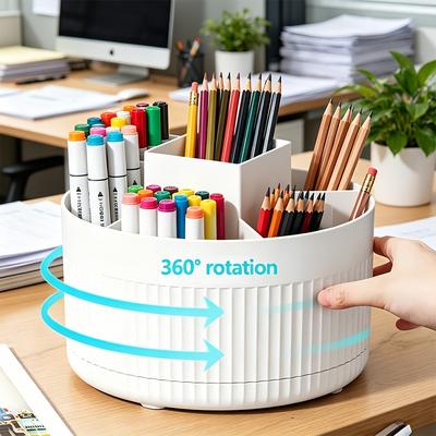 360-degree Rotating Desk and Drawer Organizer, Office Desktop Storage Box with 5 Compartments,Holder for Pencils, Markers, Scissors, and Stationery