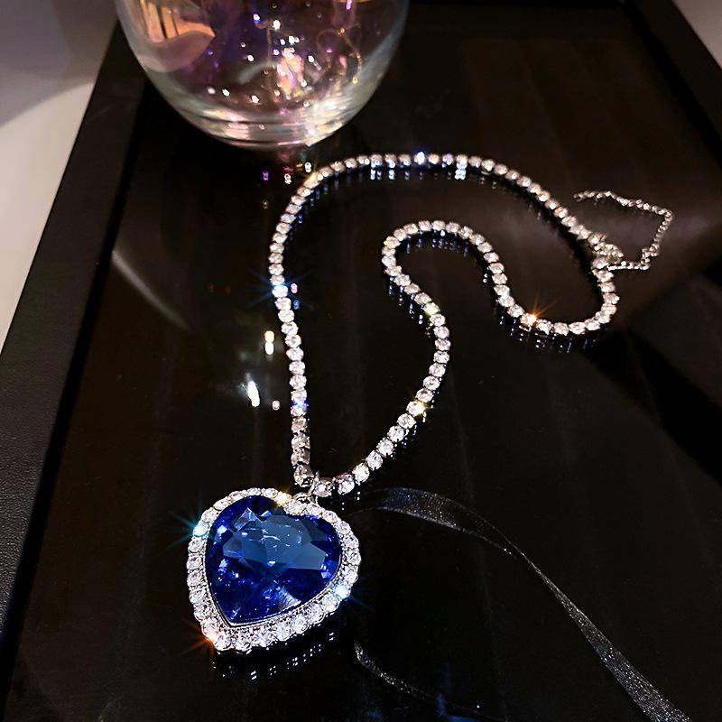 

Европейская и американская модная инкрустированная бриллиантами цепочка на ключицу в форме сердца океана, ожерелье-ошейник, ожерелье с темпераментом, оптовая продажа