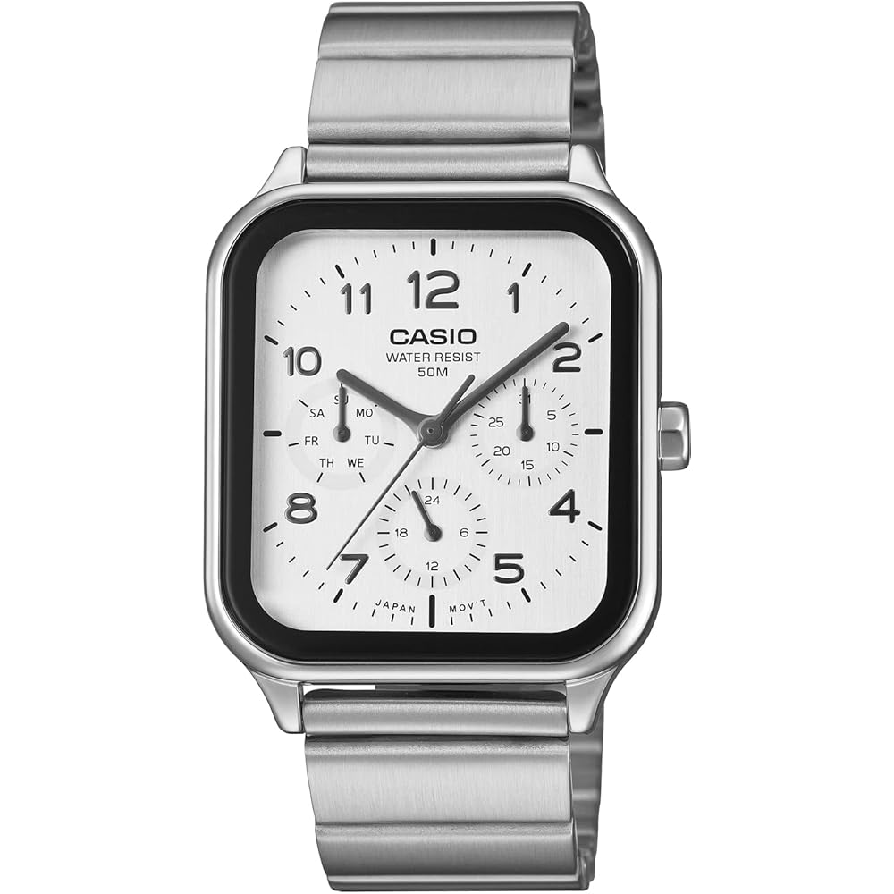 

Casio Standard Round Rectangle Multi-Function Analog Men s Watch 24-Hour Display Silver MTP-M306D-7AV