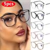 5pcs Sets Reading Glasses Women Men Square Prescription Lenses Multifocal Eyeglasses Anti-blue Light Computer Eyewear Frames