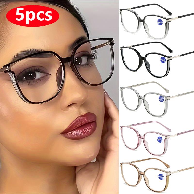 5pcs Sets Reading Glasses Women Men Square Prescription Lenses Multifocal Eyeglasses Anti-blue Light Computer Eyewear Frames
