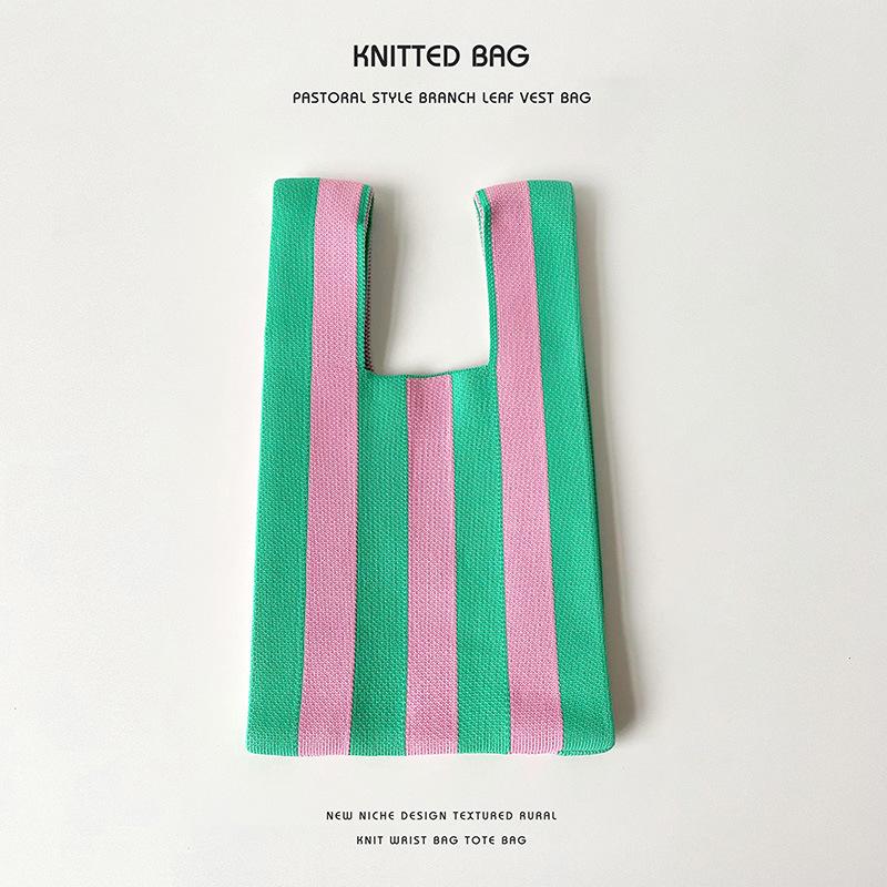 Colorful Knitted Handbags: Women's Fashion Shoulder Bags & Vest Waistcoat Styles