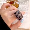 Mode Punk Leopardendruck Ringe Für Frauen Ins Transparente Geometrische Harz Fingerringe Party Schmuck Geschenk Männer Hip Hop Ringe