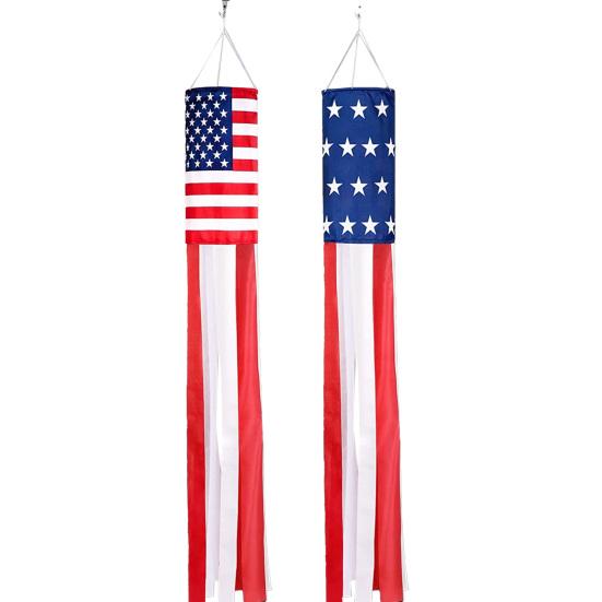 Amerikanische Flaggen-Windsock mit LED-Lichtern, große rot-weiß-blaue patriotische Windsocke für den 4. Juli, Memorial Day, Garten, Außenbereich