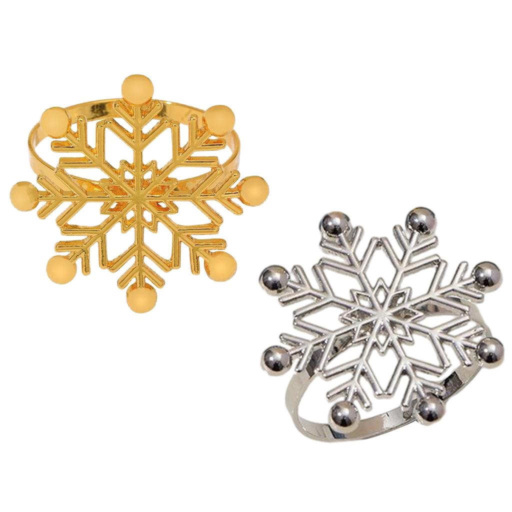 Pack of 6 Napkin Holder Snowflake Napkin Buckles Christmas Serviette Rings Aluminum Material for Napkin Decorations