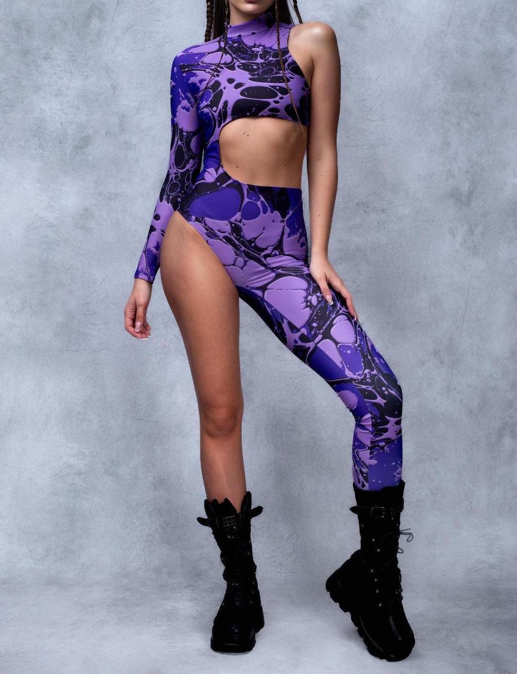

Halloween Digital Print Adult Jumpsuit For Cosplay And Themed Events Purple,S