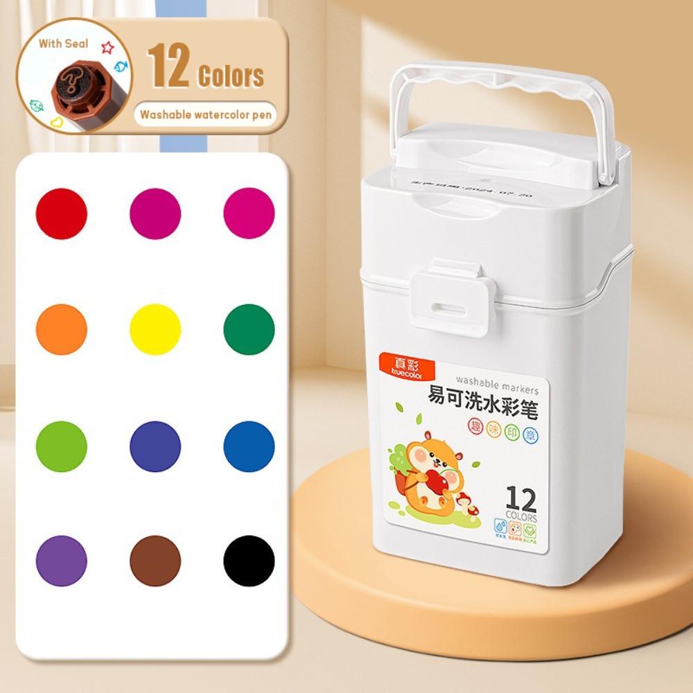 

High Quality Colored Seal Watercolor Pen Water-soluble 12/24/36 Colors Art Marker Pen Writing Tools Students
