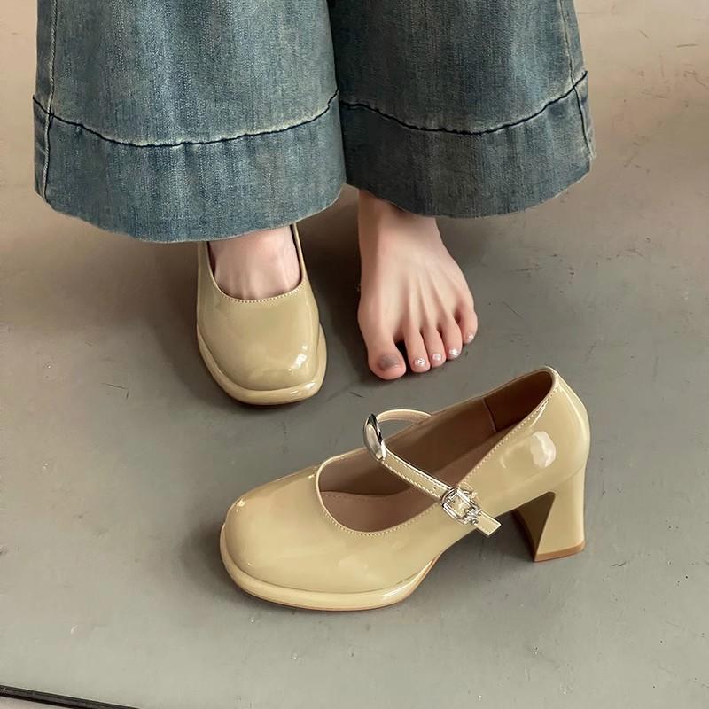 Popular commuter Mary Jane single shoes high heels women's 2025 new models with thick heels women's shoes temperament shallow mouth