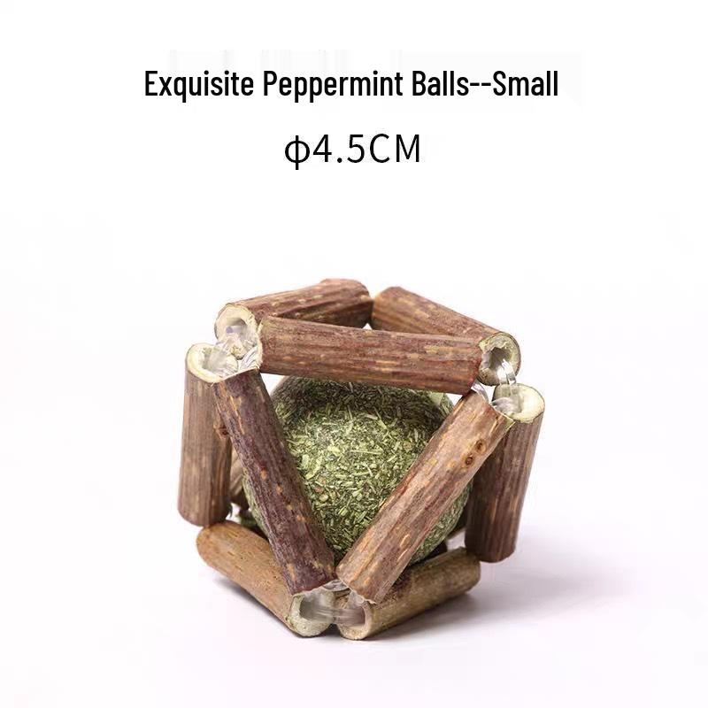 Natural Wood Catnip Toy with Gall Nut and Raffia Sisal for Teeth Cleaning and Teasing