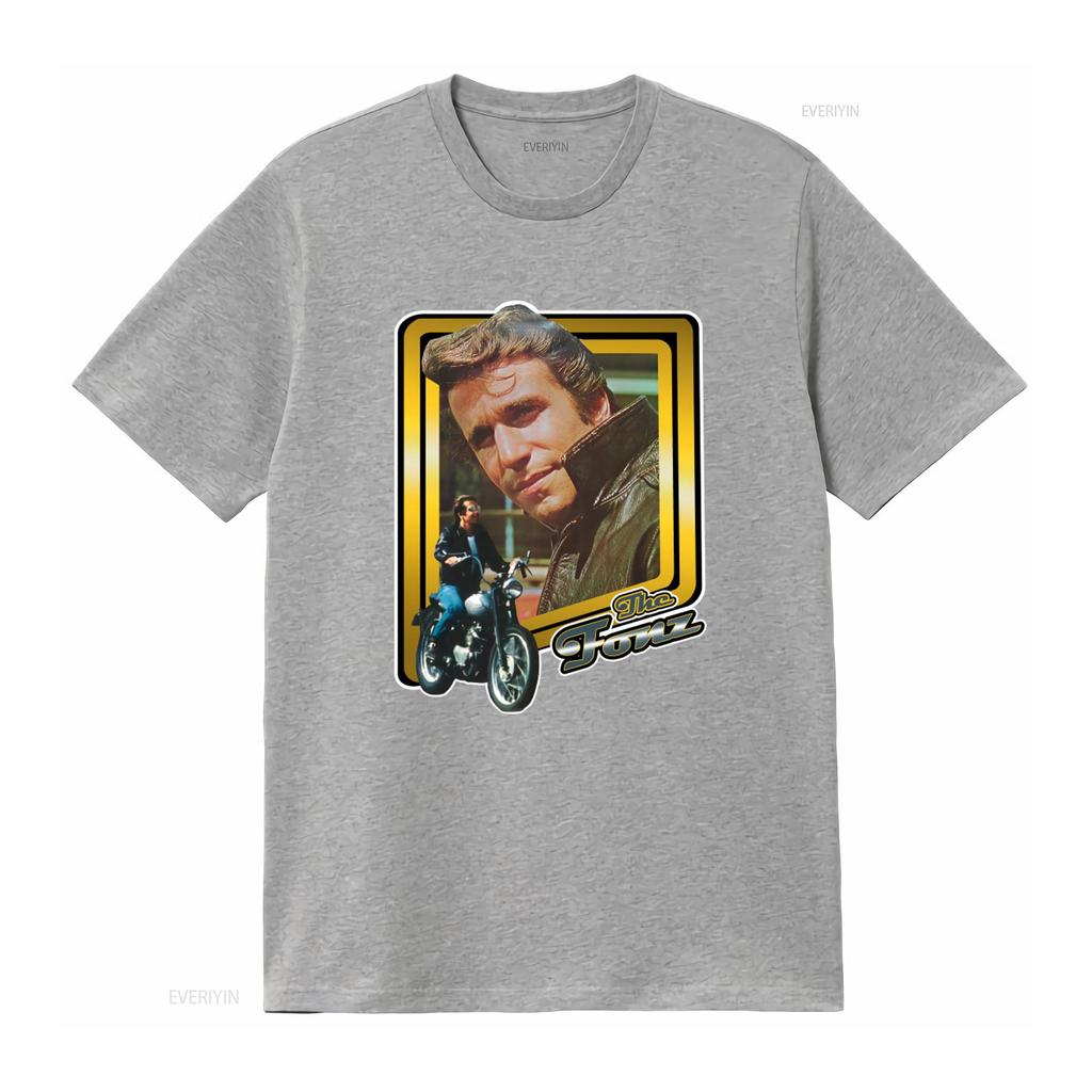 Happy Days The Fonz Fonzie Classic TV Show Slate Print T shirt Retro Style XW78 vintage Washed Casual Breathable Stylish