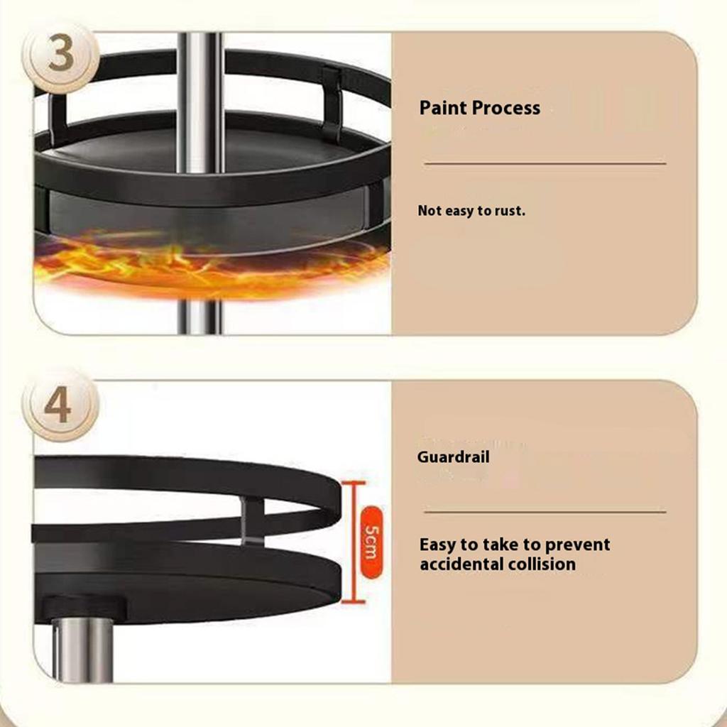 360 Degree Rotating Kitchen Countertop Organizers Adjustable Tiered Shelf For Bathroom Cosmetics Durable Metal With Non Slip Base