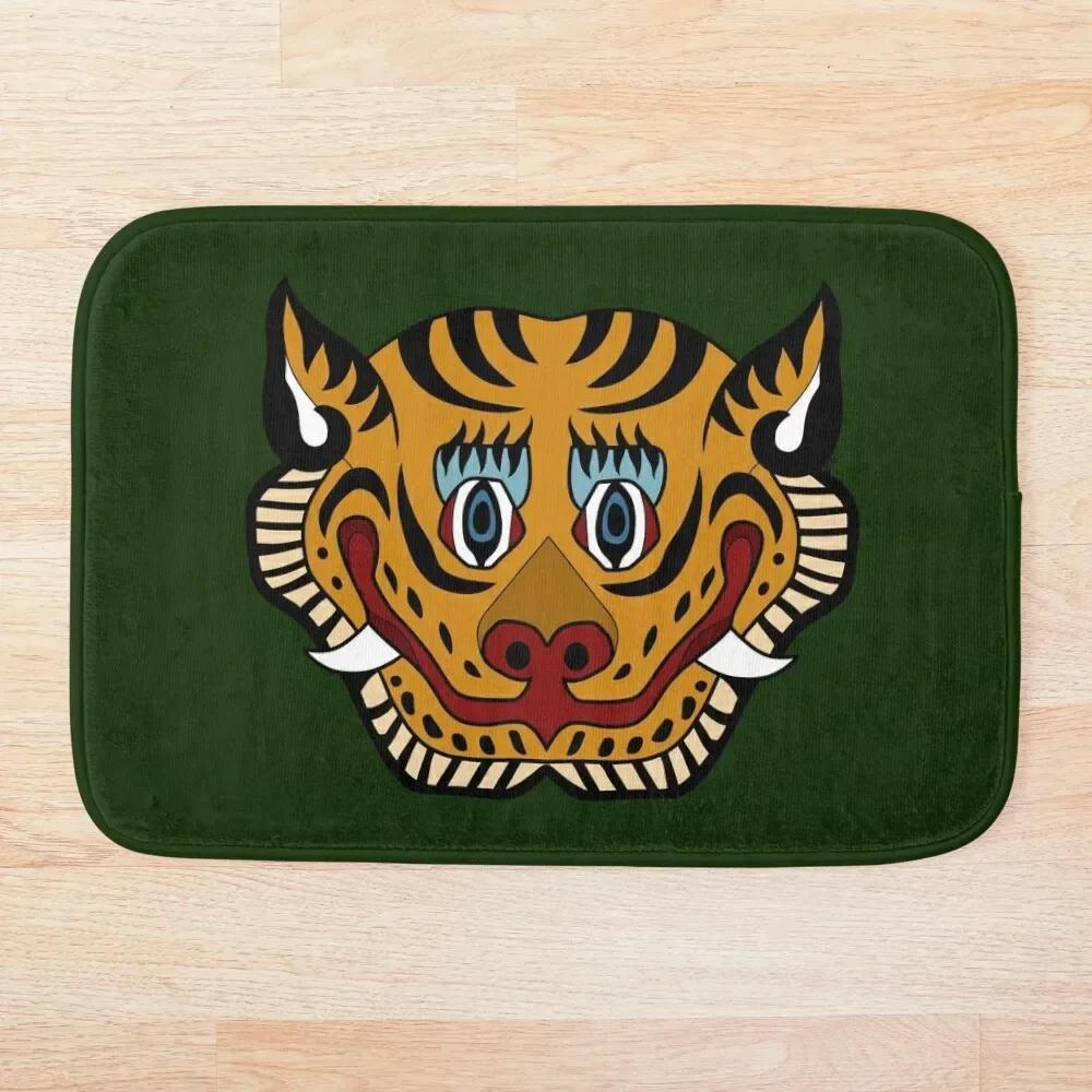 Tigerfell Grün Fußmatte Heimteppich Rutschfest Tierteppich Für Badezimmer Küche Flur Wohnzimmer Eingang Bodendekor Fußmatte