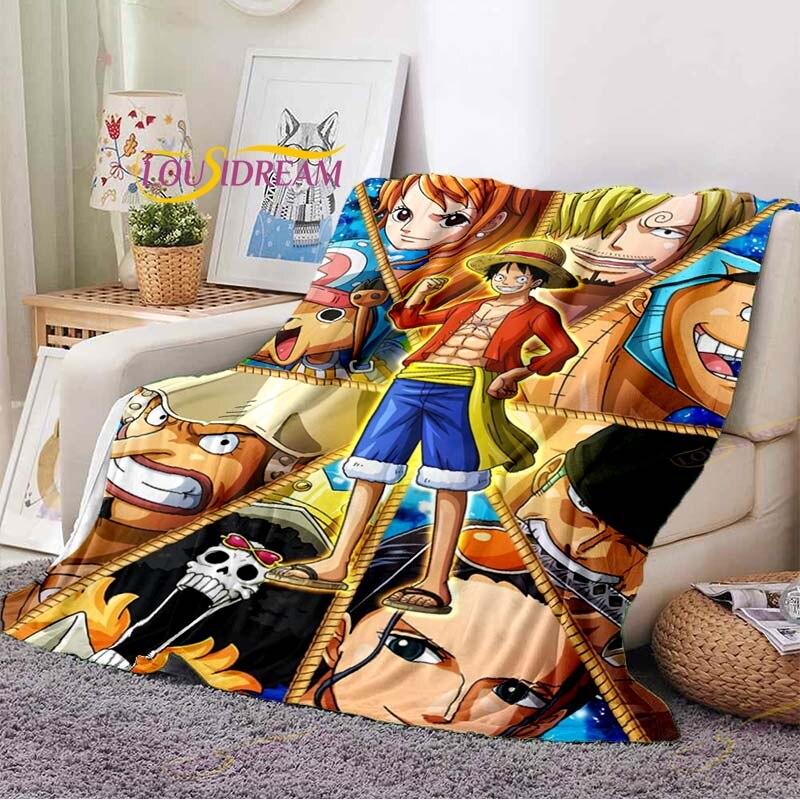Anime One Piece Bedruckte Decke Flanelldecke Bettüberwurf Weiche Cartoon-Tier Bedruckte Tagesdecke Tagesdecke Sofadecke