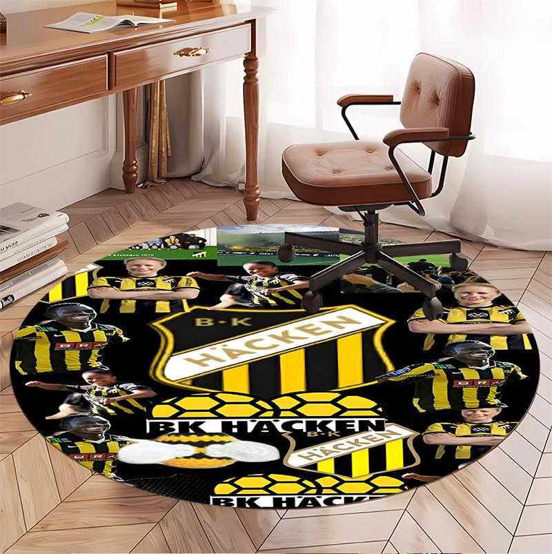 BK Hacken Pattern Round Rug, Indoor/Outdoor Mat, for Picnic, Gameroom, Bedroom, Office, Living Room, Home Decor Carpet, Birthday Gift