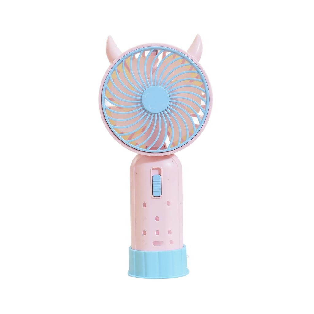 Rechargeable Handheld Fan with Base and Light for Kids, 2 Speeds, 1 Hour Battery Life