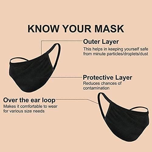 MEELANA Soft Cotton Washable Reusable Cloth Mask for Men Women Young Girls and Boys With Multilayers (Lycra Black Pack of 6)