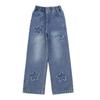 2-12 Anni Primavera Autunno Bambine Jeans Decorazione Stella Pentagramma Pantaloni Lunghi in Denim per Bambini Abbigliamento da Esterno per Bambini Pantaloni Dritti