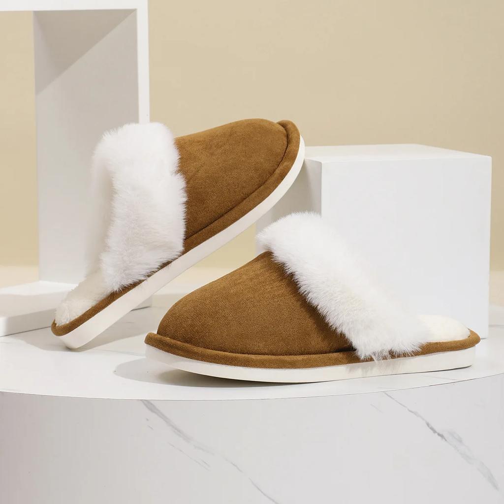 Fashion Fluffy Slippers Women House Flats Plush Fashion Designer Winter Platform Shoes Ladies Elegant Casual Footwear Indoor Large Size
