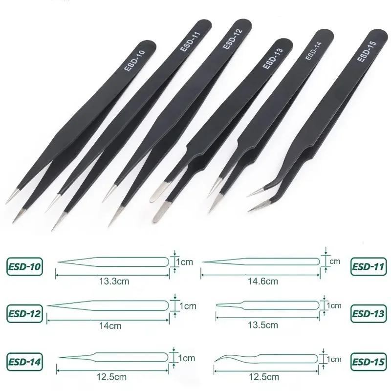 Anti-Static Stainless Steel Tweezers Precision Maintenance Industrial Electronic Repair Tool Car Body Sheet Metal Repair Tools
