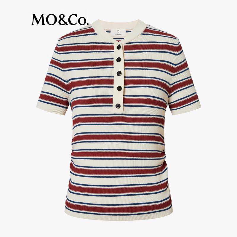 MO&Co. Active Striped Cotton-Silk Blend Knit Sweater