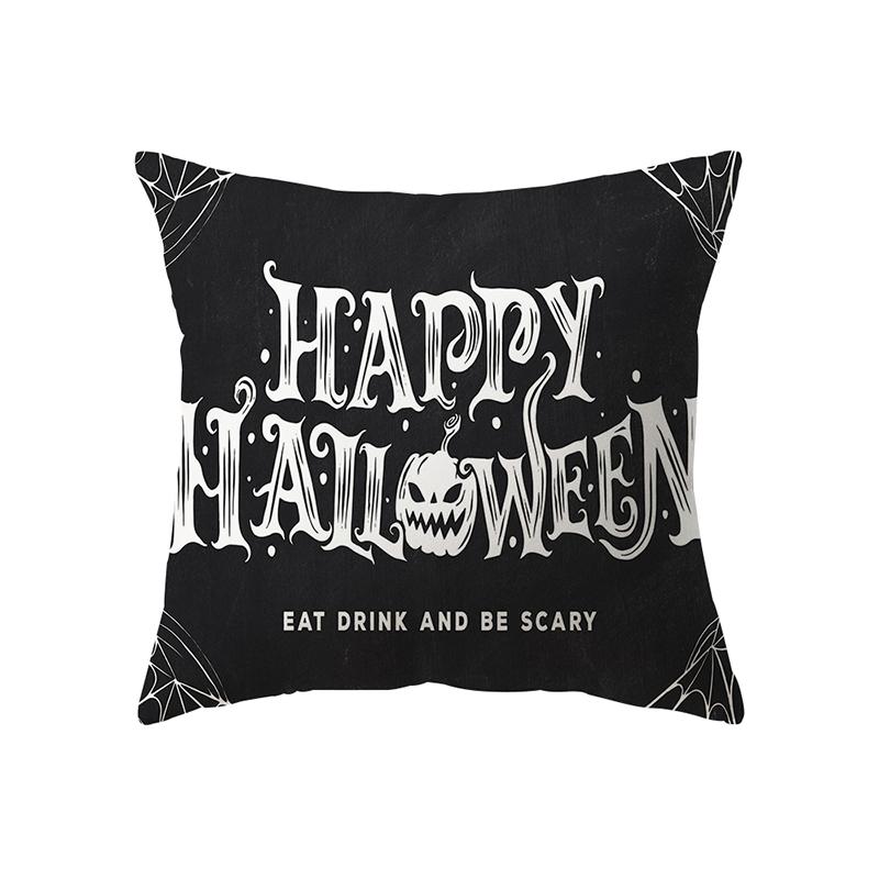 Letter Print Halloween Theme Pillow Cover Sofa Cushion  Holiday Gift Party Decoration Home Decor