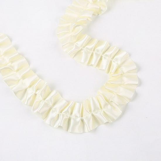 5cm Wide X 1m Long White Lotus Pleated Polyester Ribbon for Cake Decoration