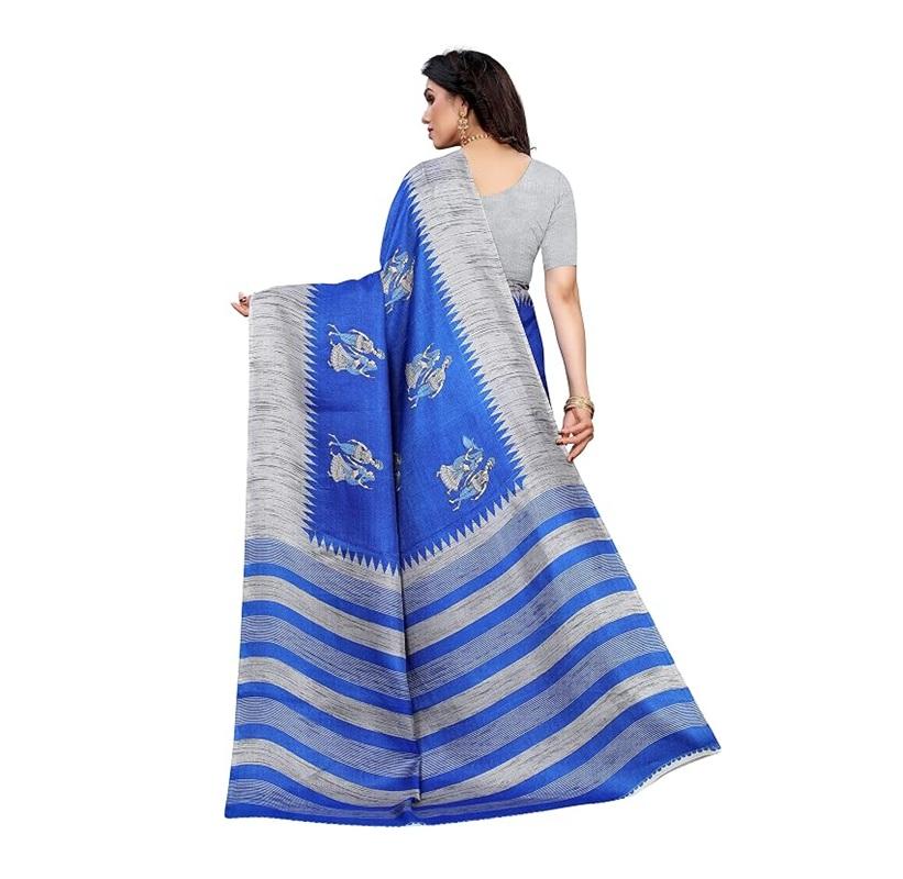 TreegoArt Fashion TreegoArt Women's Cotton Silk Printed Designer Indian Saree With Unstitched Blouse Piece - Pack Of 1
