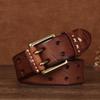 3,8 cm Herren Retro Echtleder Gürtel mit Kupferschnalle - Trendiges Rindsleder Accessoire